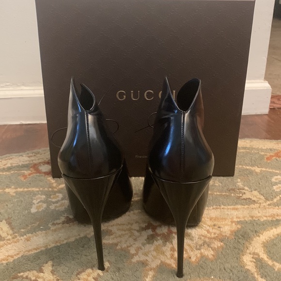 Gucci Stivale Pelle S. Cuoio Regent Nero Heels - Picture 5 of 12